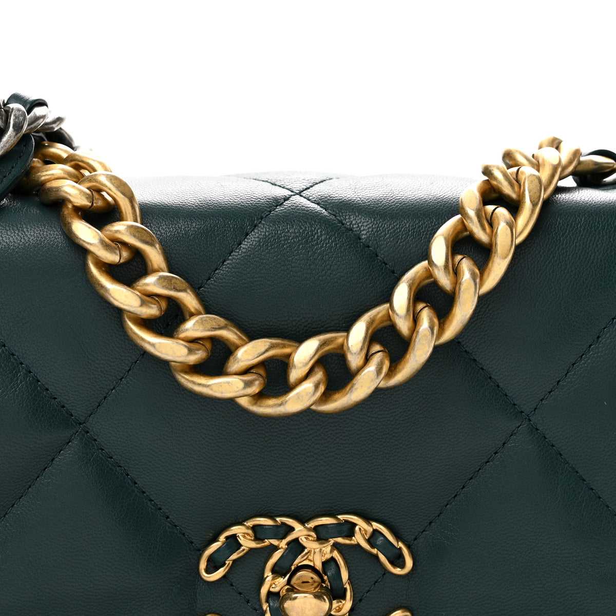 Chanel Goatskin Quilted Medium Chanel 19 Flap Dark Blue 8 of 14