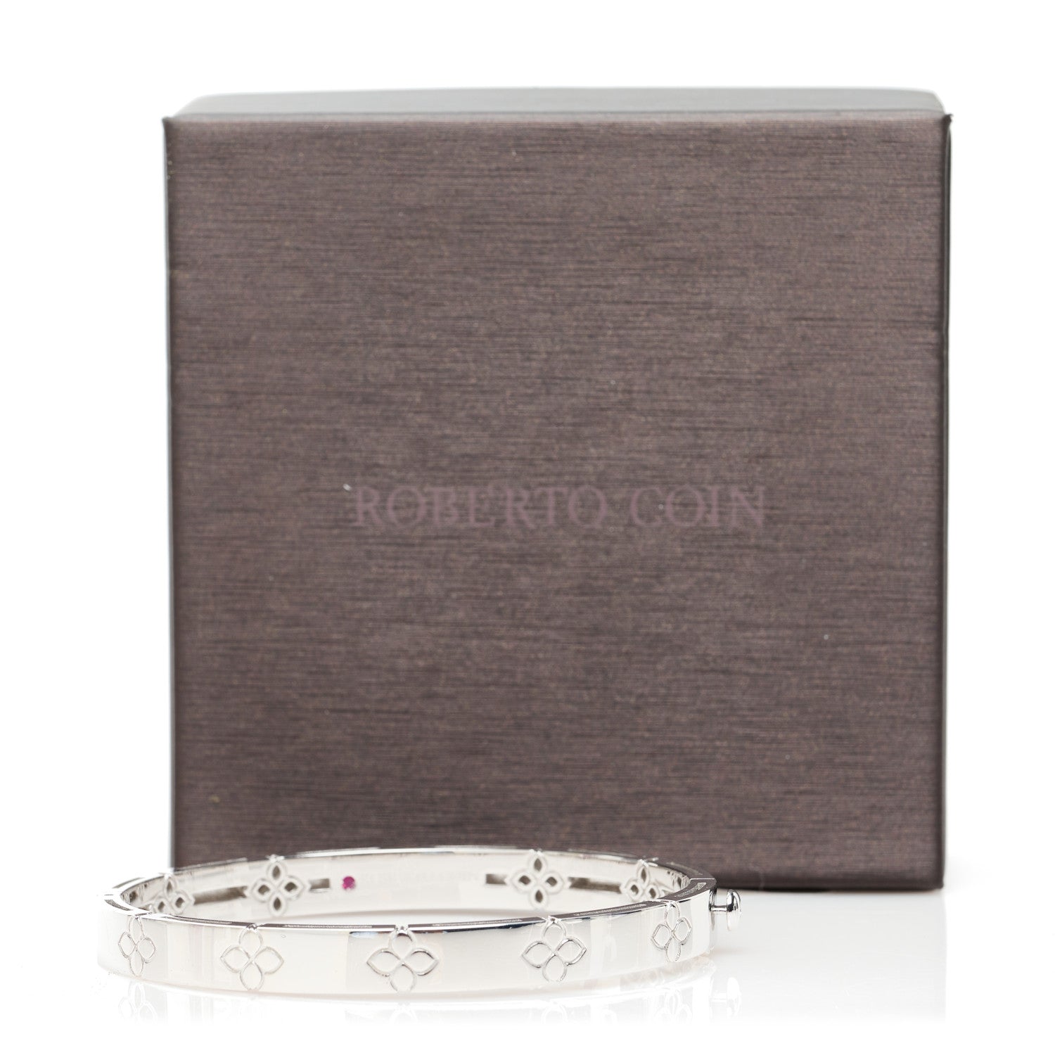 Roberto Coin 18K White Gold Diamond Medium Love in Verona Bangle Bracelet 4 of 4
