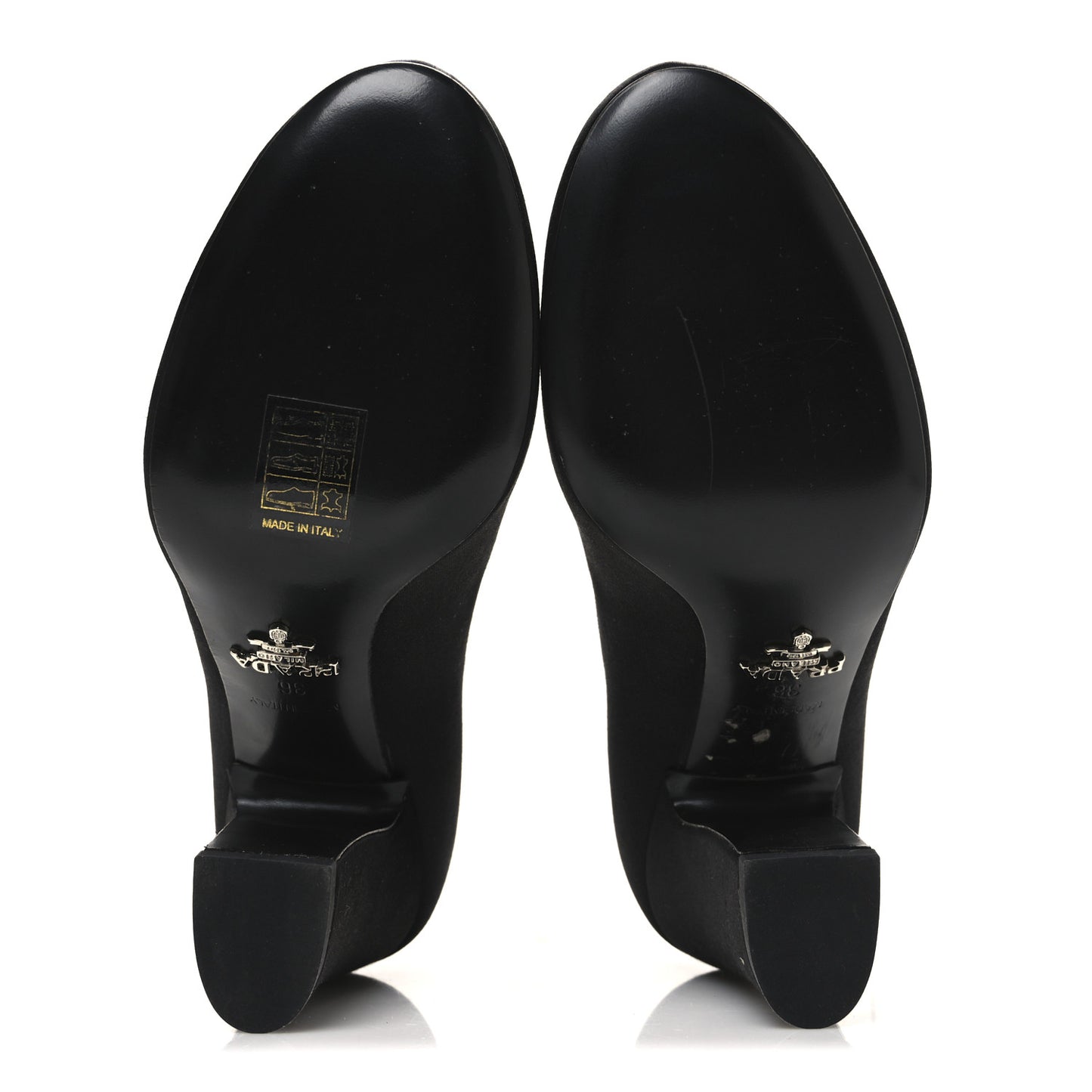 Satin Block Heel Pump 36 Black