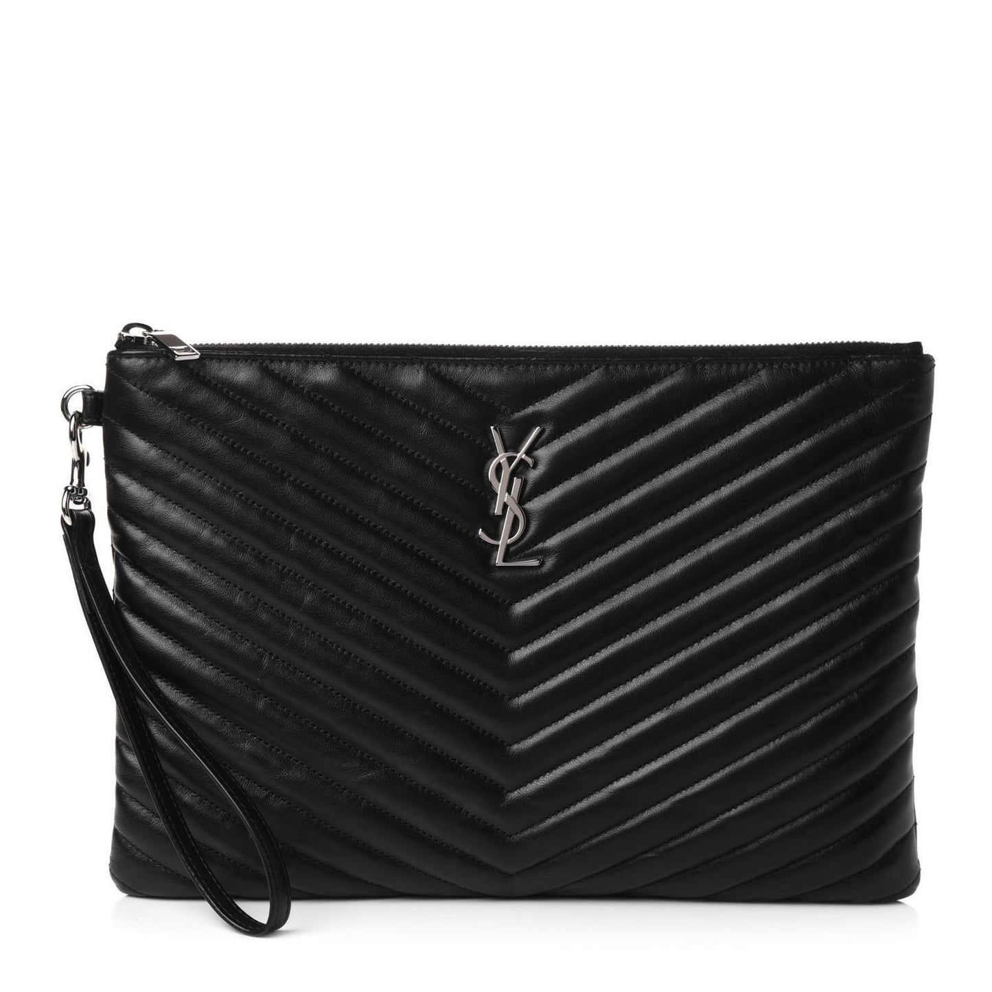 Calfskin Matelasse Monogram Cassandre Tablet Pouch Black
