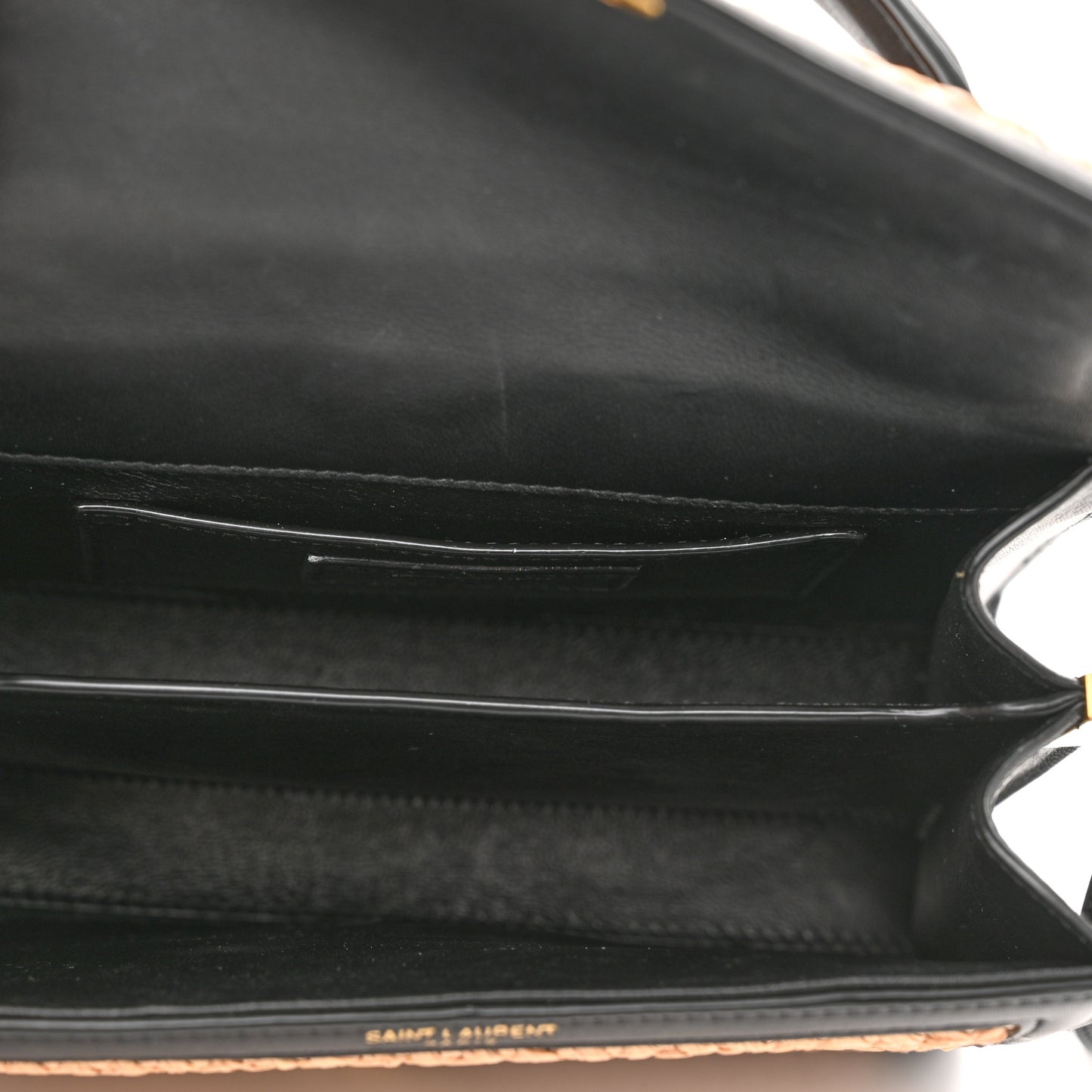 Raffia Calfskin Mini Classic Monogram Cassandra Top Handle Black Natural
