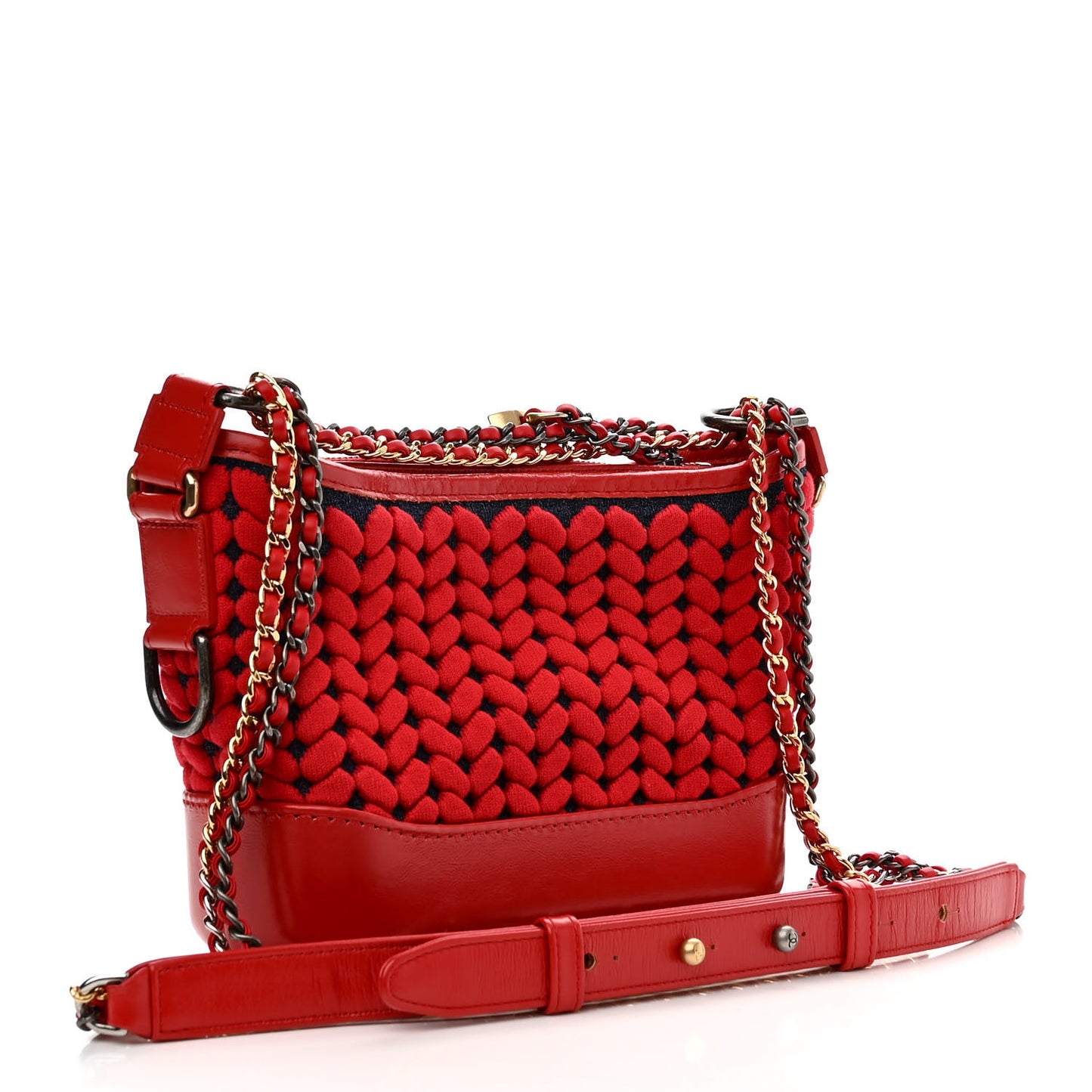 Wool Calfskin Small Gabrielle Hobo Red