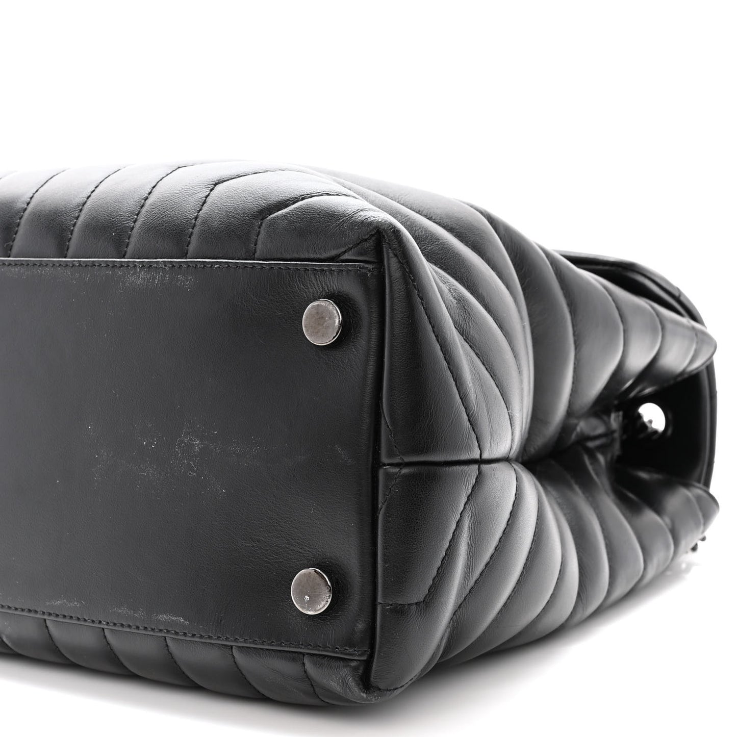 Calfskin Y Quilted Monogram Monochrome Large Loulou Chain Satchel Black