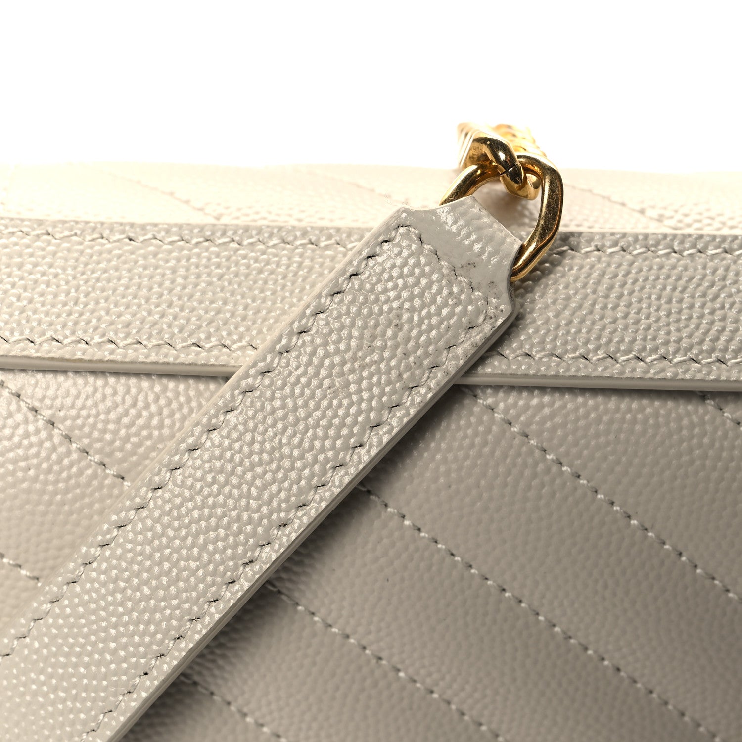 Saint Laurent Grain De Poudre Textured Mixed Matelasse Large Triquilt Monogram Satchel Crema Soft 11 of 11