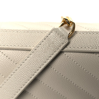 Saint Laurent Grain De Poudre Textured Mixed Matelasse Large Triquilt Monogram Satchel Crema Soft 11 of 11