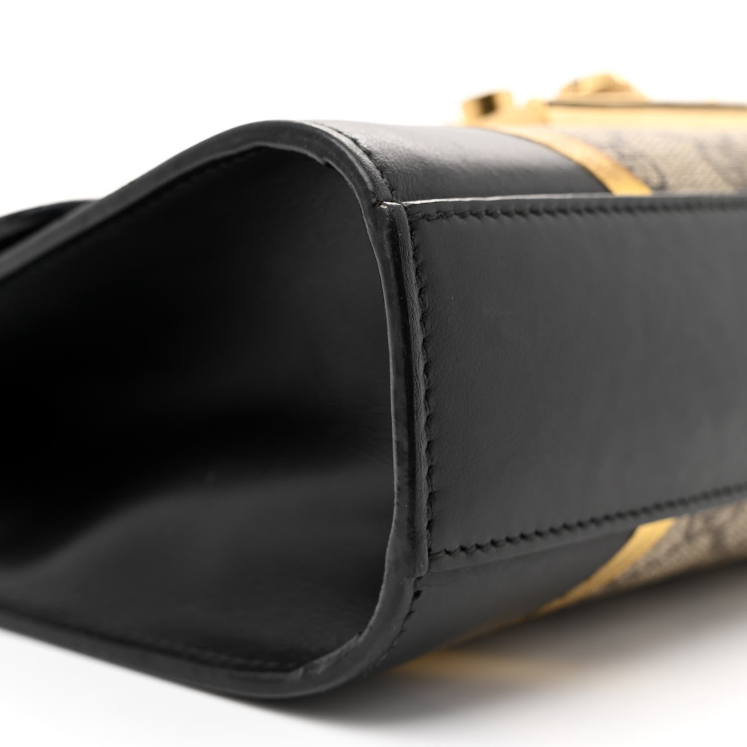 Gucci Calfskin GG Supreme Monogram Small Padlock Shoulder Bag Black Gold 9 of 14