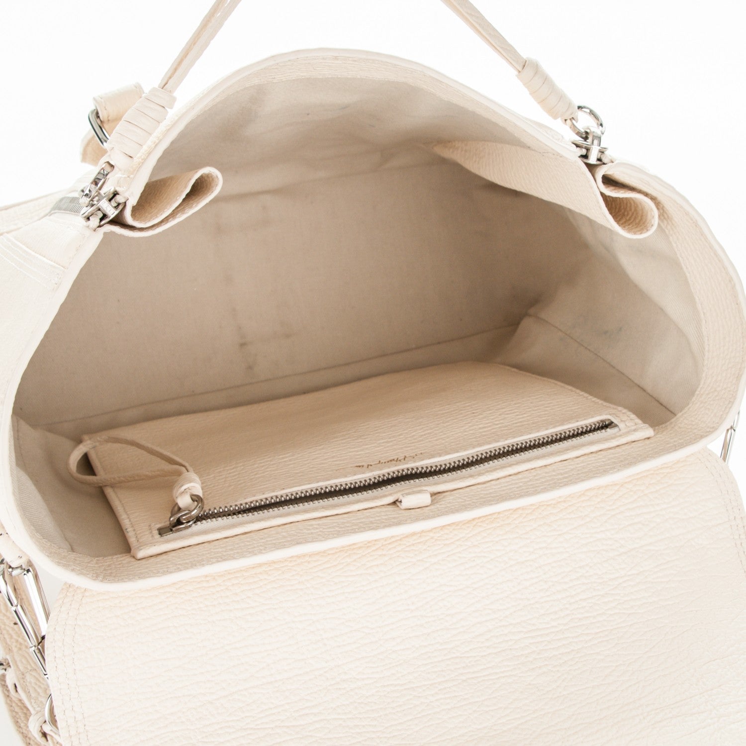 3.1 Phillip Lim 3.1 Textured Calfskin Medium Pashli Satchel Milk 5 of 7