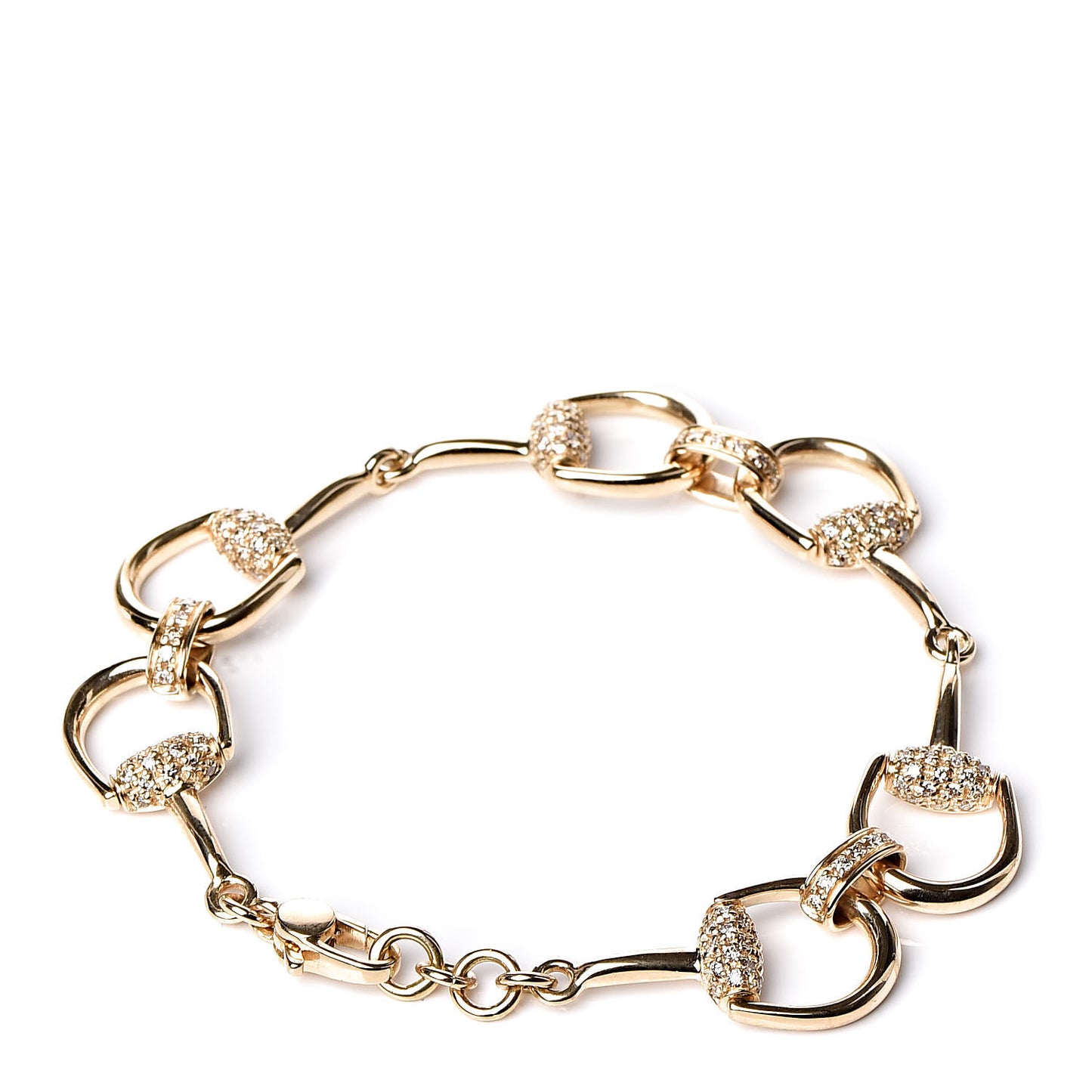 18K Yellow Gold Diamond Pave Horsebit Bracelet