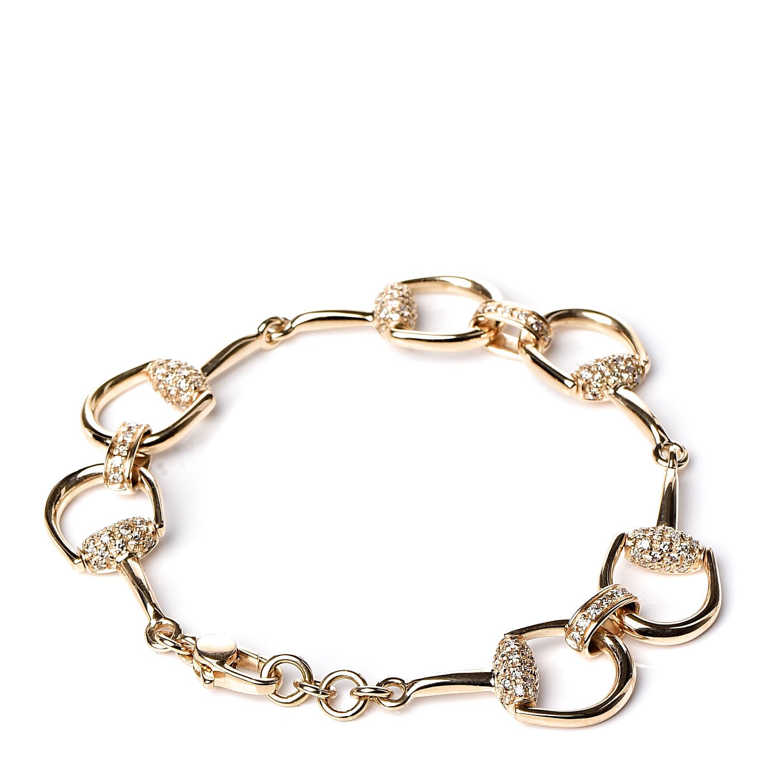 Gucci 18K Yellow Gold Diamond Pave Horsebit Bracelet 3 of 6