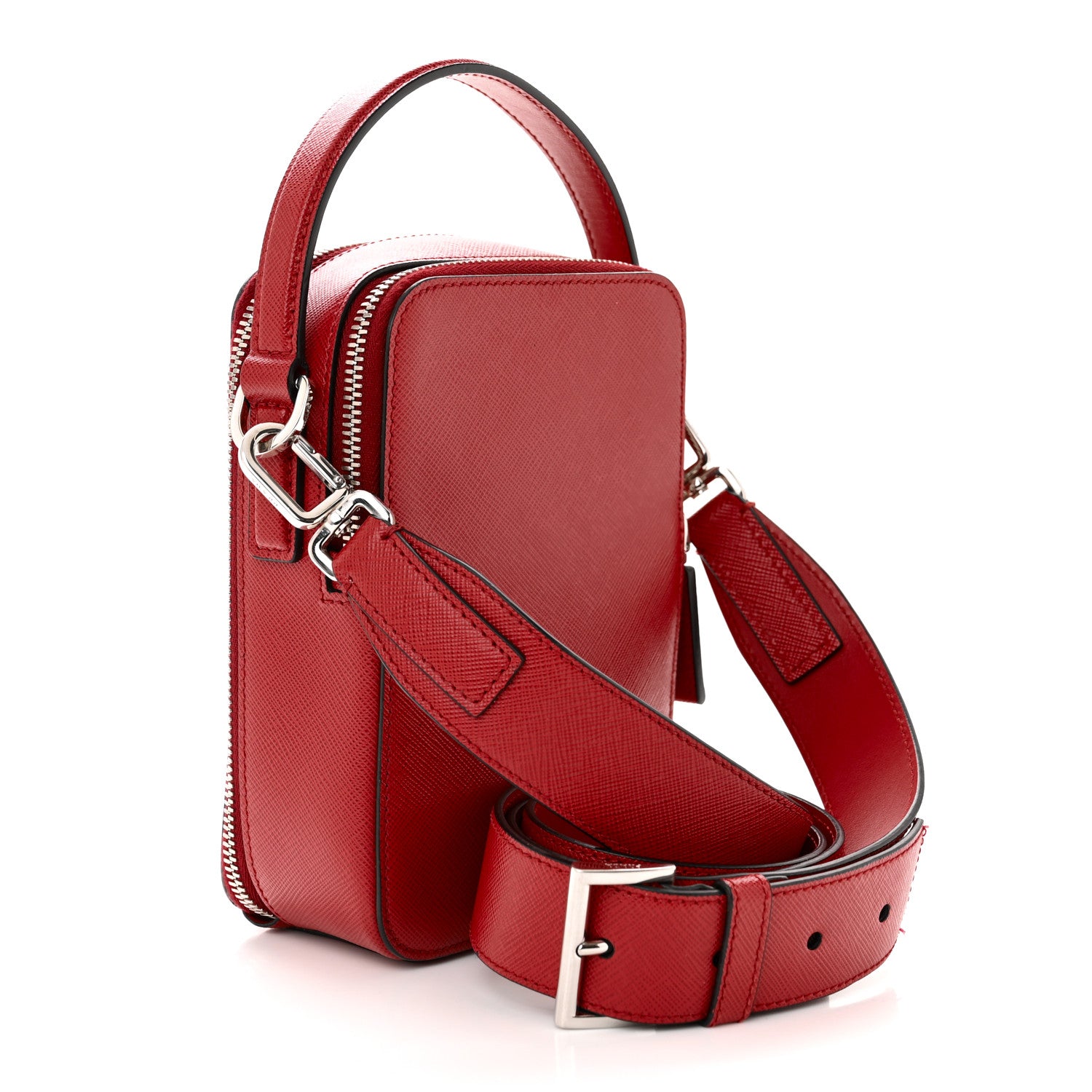 Prada Saffiano Travel Brique Crossbody Messenger Bag Fuoco 3 of 13