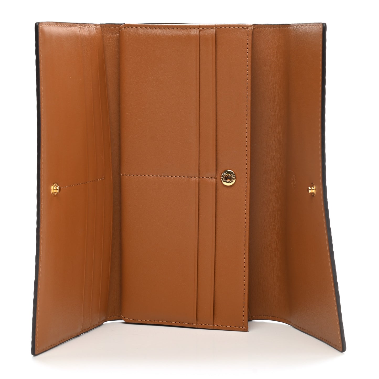 Visetos Large Trifold Flap Wallet Cognac