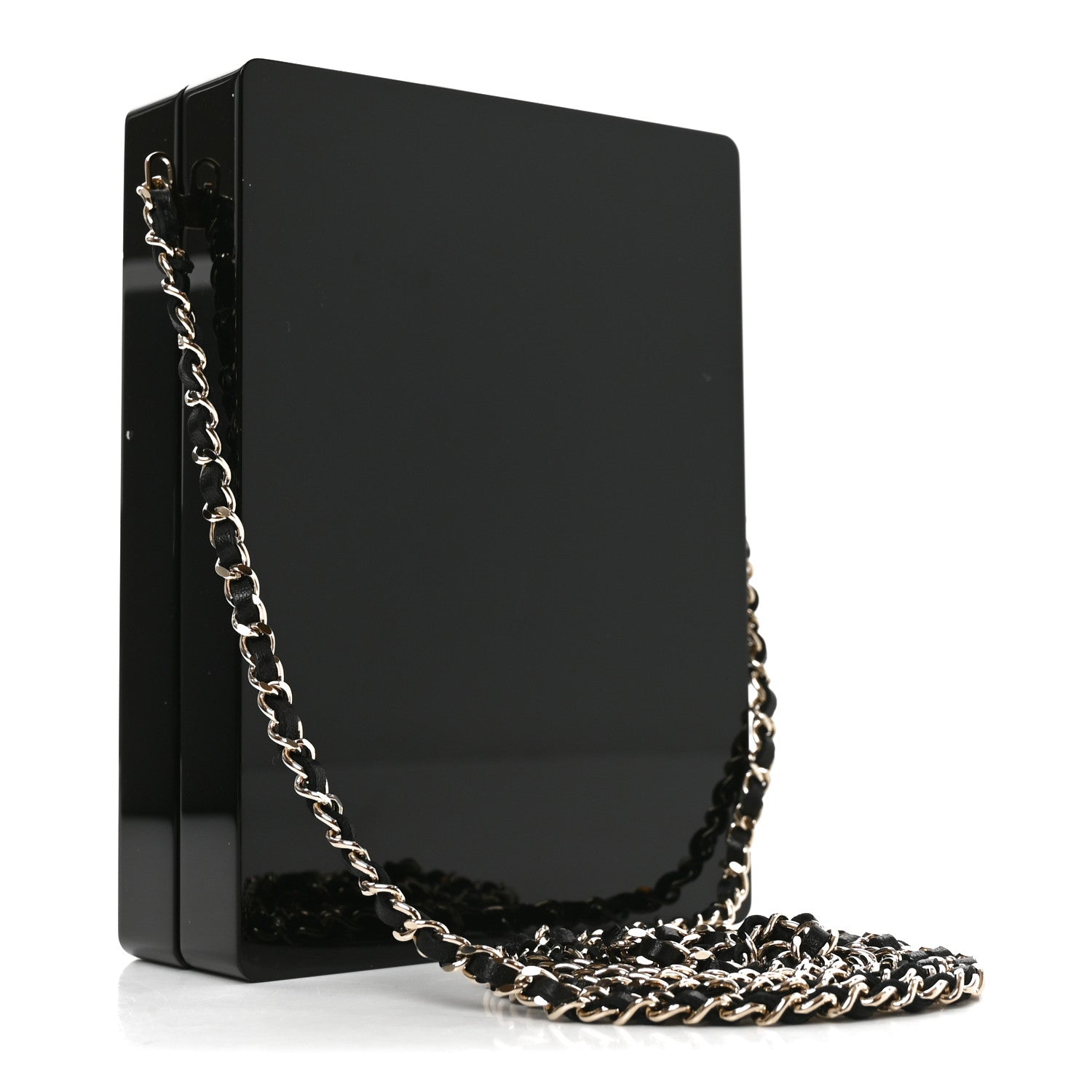 Chanel Plexiglass Strass Mosaic No 5 Minaudiere Clutch Black Gold
