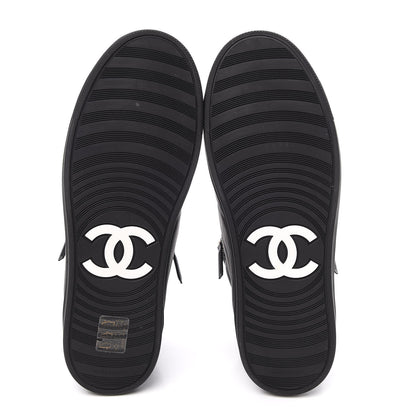 Chanel Calfskin Pearl High Top CC Sneakers 36.5 Black 5 of 10