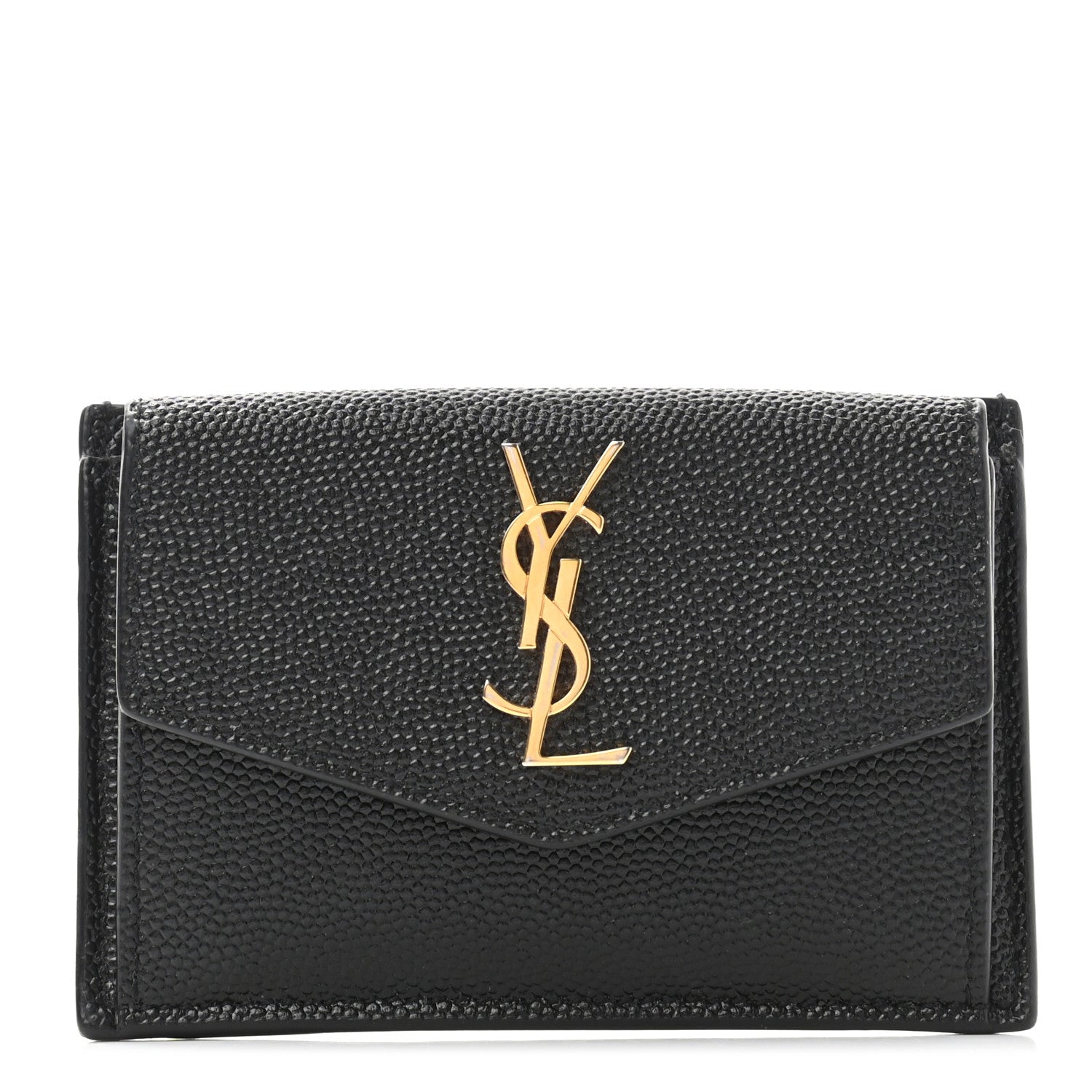 Saint Laurent Grain De Poudre Uptown Monogram Card Case Black 1 of 7