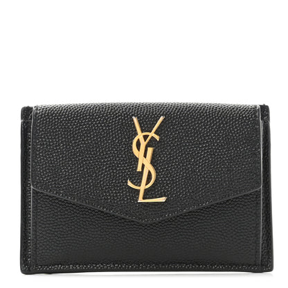 Saint Laurent Grain De Poudre Uptown Monogram Card Case Black 1 of 7