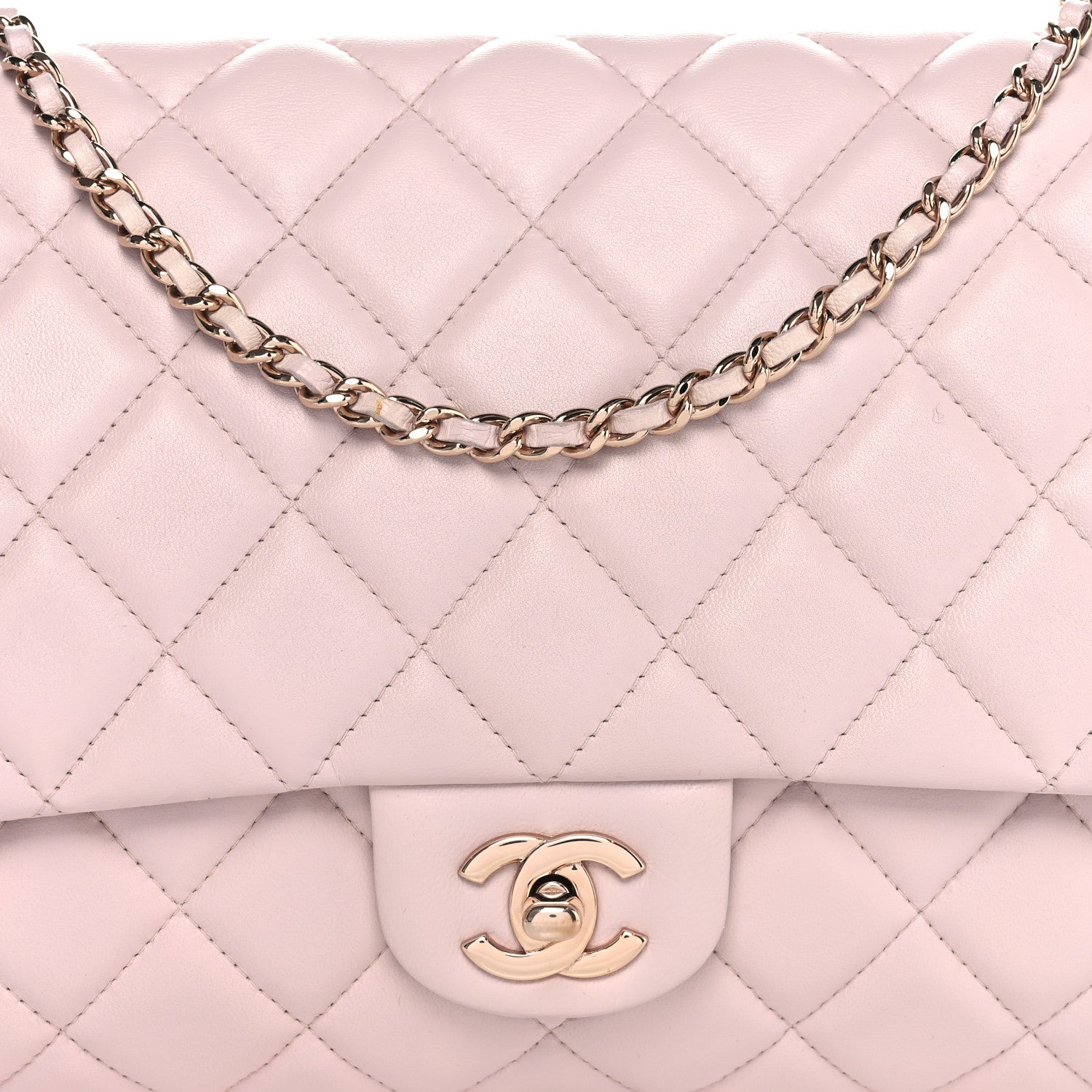 Chanel Lambskin Quilted Clutch with Chain Flap Light Pink 8 of 10