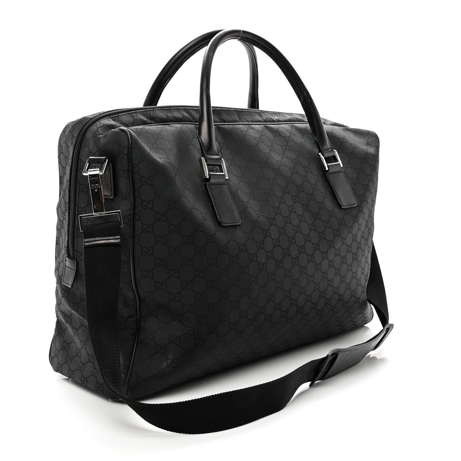 Gucci Denim Monogram Large Carry On Duffle Black 2 of 9