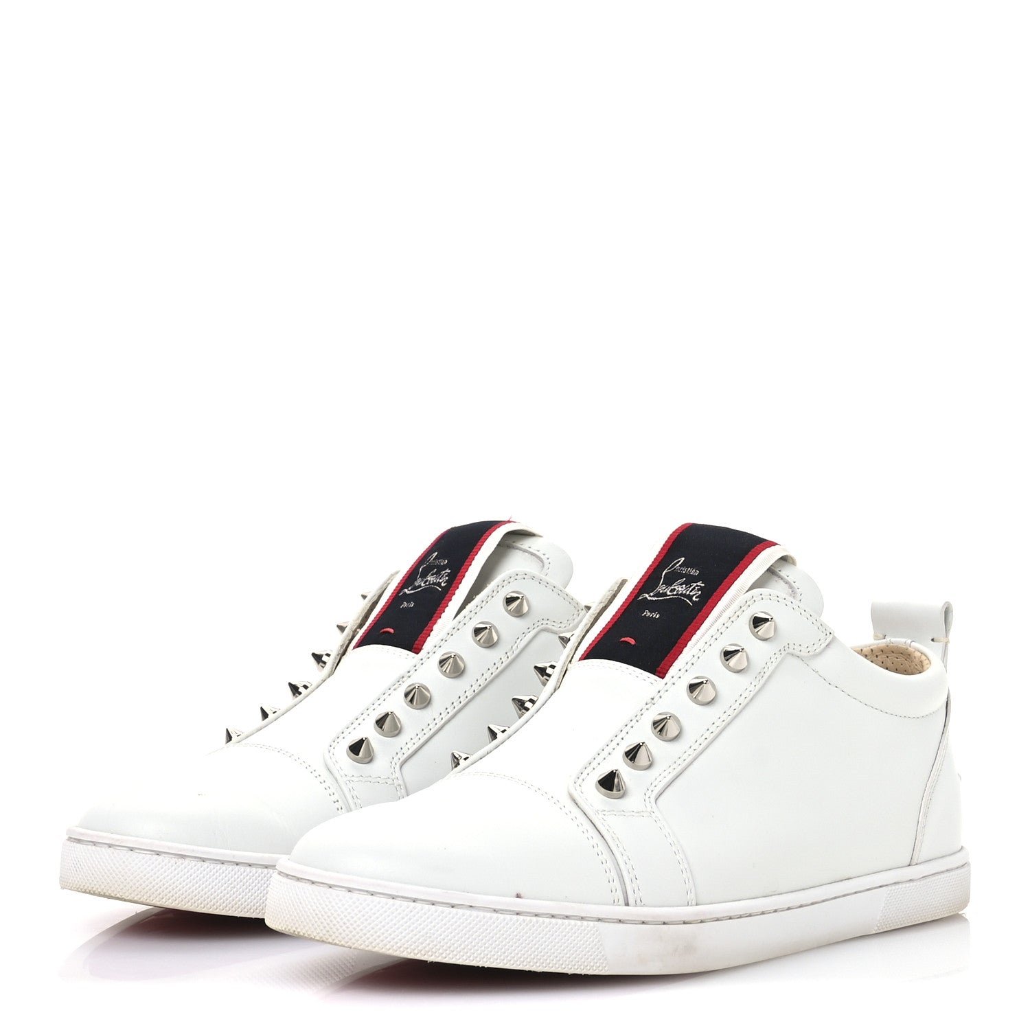 Christian Louboutin Calfskin Mens F.A.V Fique A Vontade Flat Sneakers 39.5 White 3 of 9