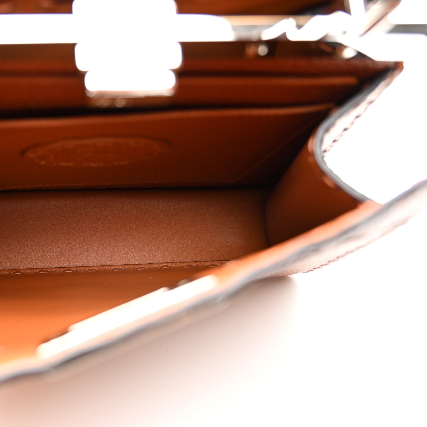 Fendi Cuoio Roma Sellerissima Nappa Sintetica Tape Stitch Small Peekaboo I SEE U Satchel Brandy 6 of 10