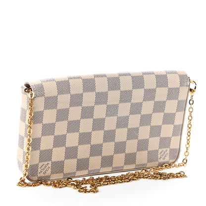 Louis Vuitton Damier Azur Pochette Felicie Chain Wallet Rose Ballerine 3 of 10