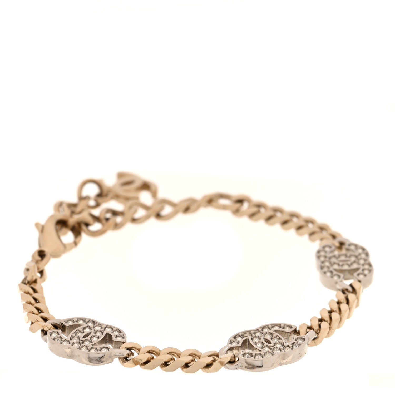 Chanel Crystal CC Chain Bracelet Gold Silver 1 of 5