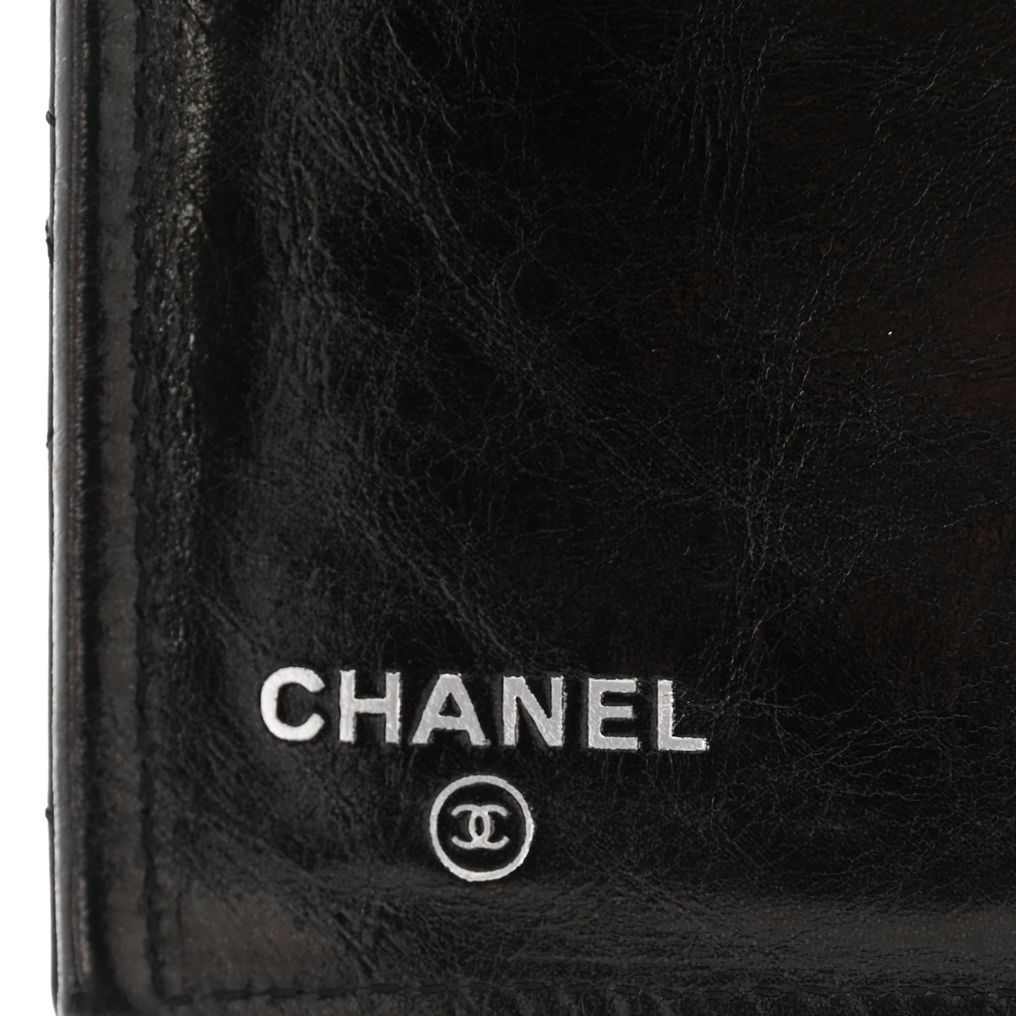 Glazed Calfskin Quilted Reissue Long Flap Wallet Black