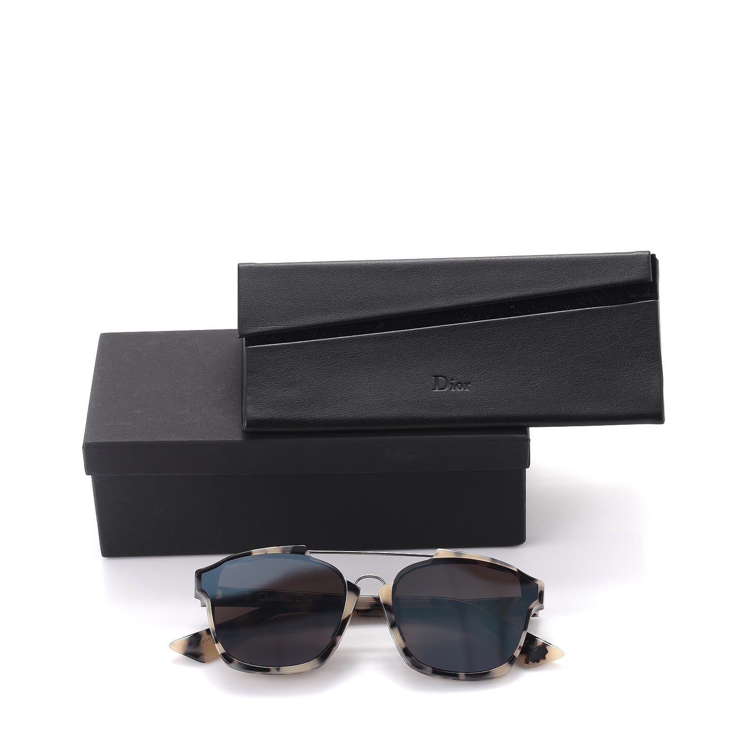 Christian Dior Abstract Square Mirrored Sunglasses Spotted Havana Blue 11 of 11