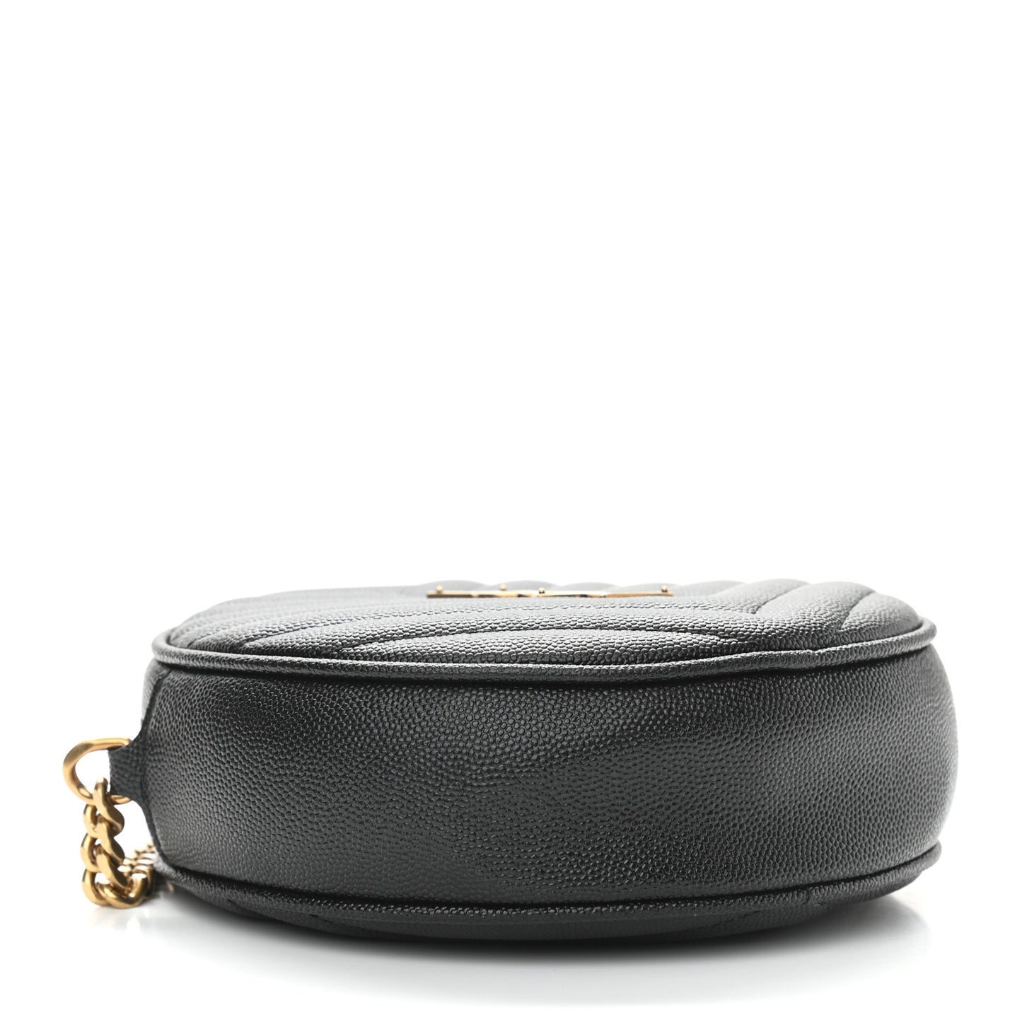 Grain De Poudre Matelasse Chevron Quilted Round Vinyle Camera Bag Black