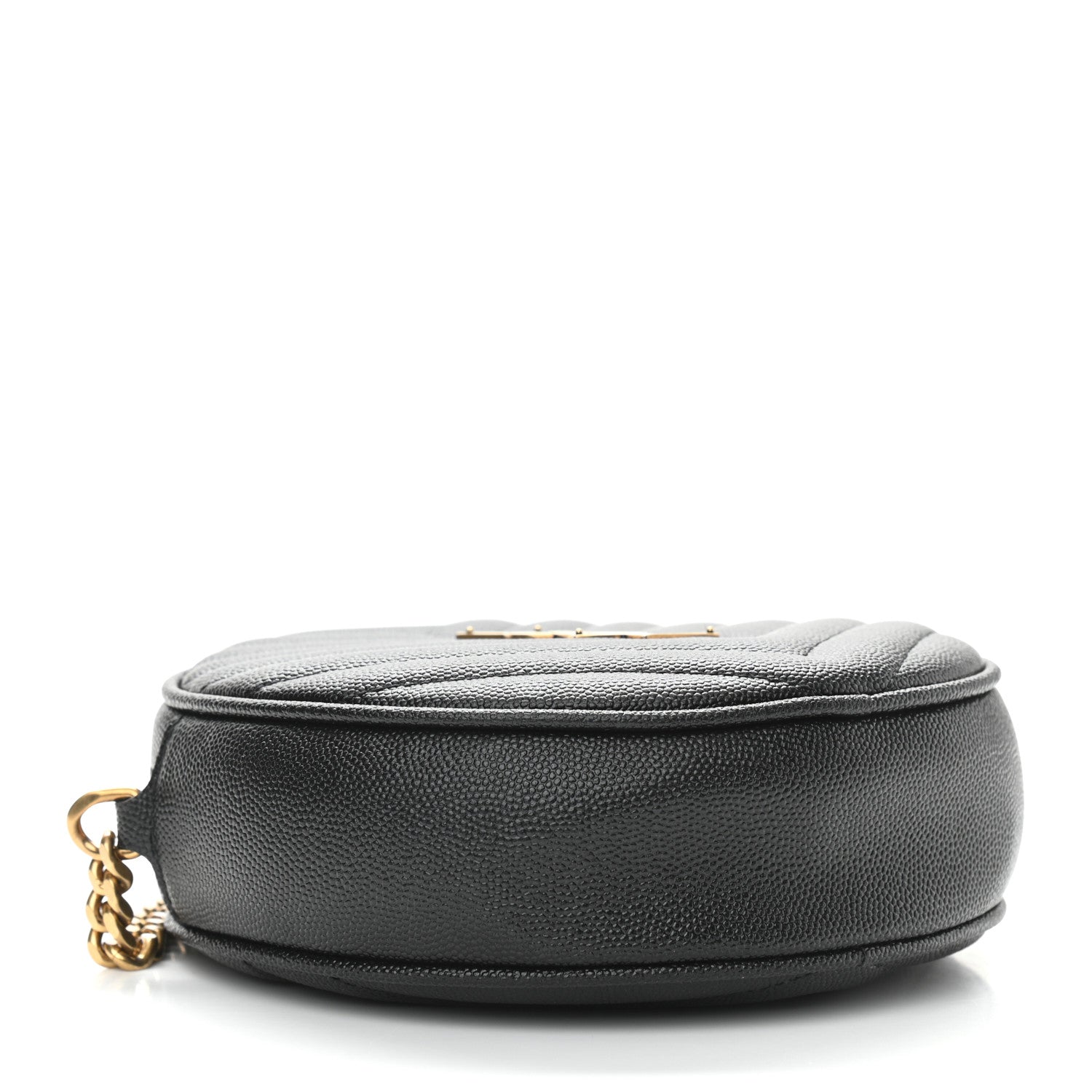 Saint Laurent Grain De Poudre Matelasse Chevron Quilted Round Vinyle Camera Bag Black 4 of 10