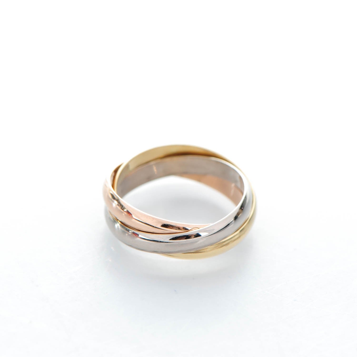 Cartier 18K Pink Yellow White Gold Small Trinity Ring 48 4.5 3 of 6