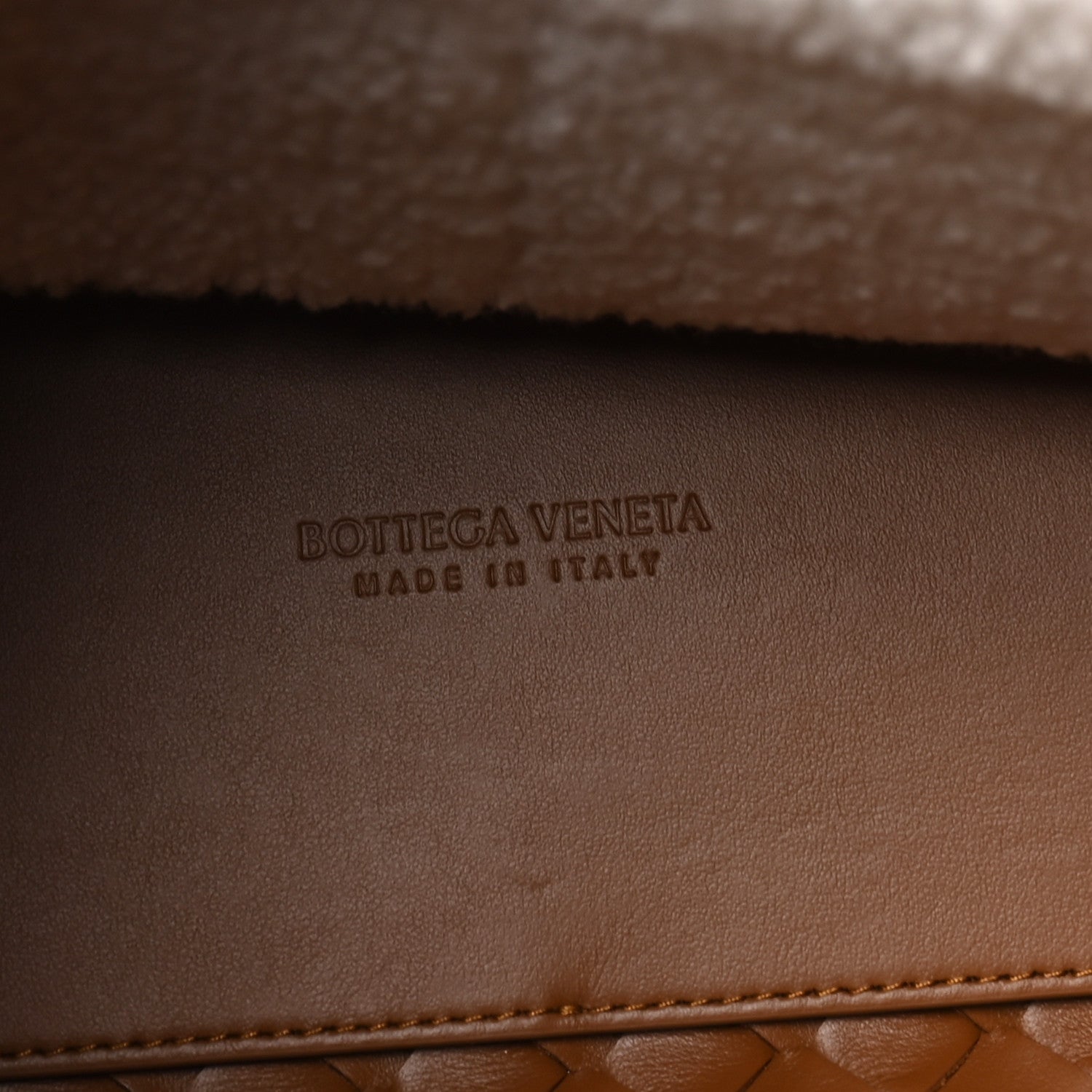 Bottega Veneta Suede Shearling Intrecciato Medium Andiamo Shoulder Bag Amber 6 of 9