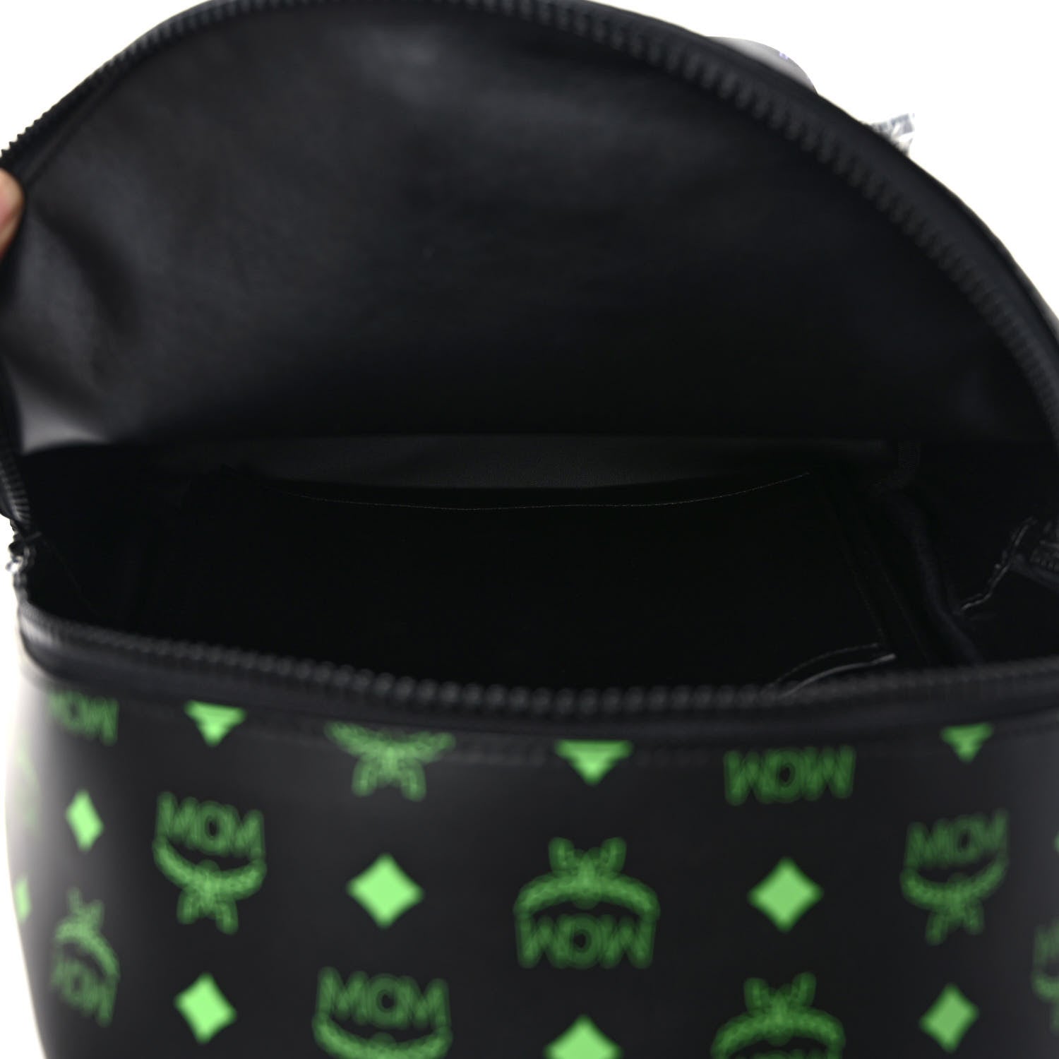 MCM Grained Calfskin Visetos Color Splash Medium Backpack Black Dahlia Purple Summer Green 5 of 8