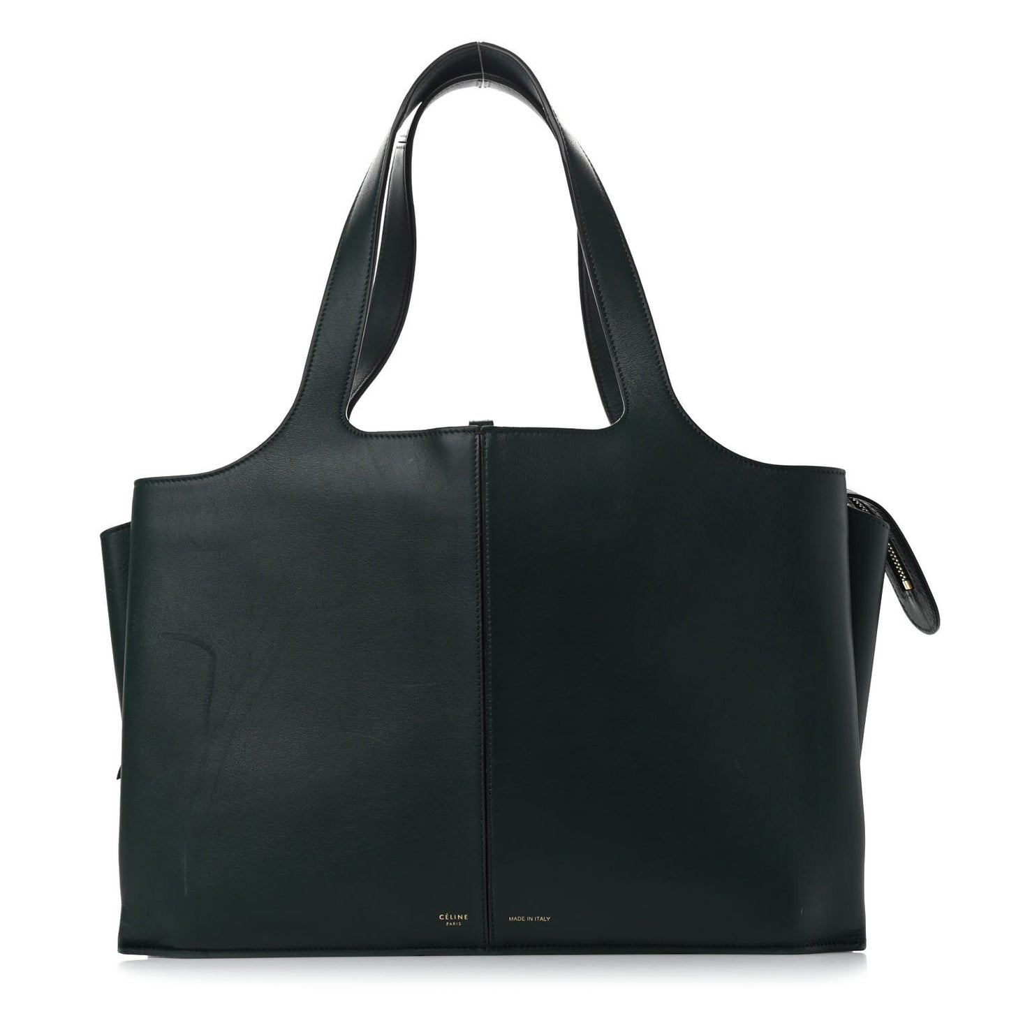 Smooth Calfskin Medium Tri-Fold Bag Bottle Green