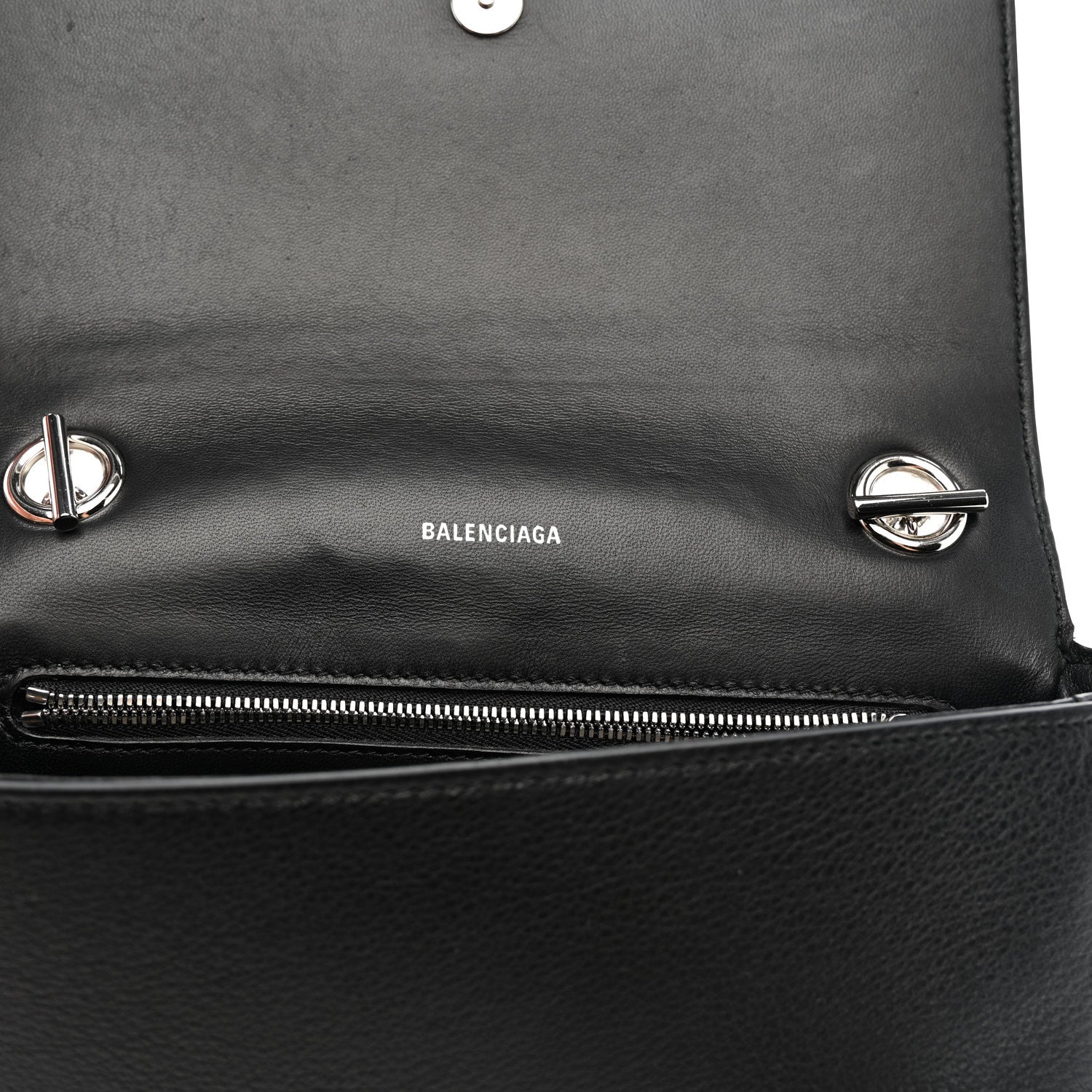 Balenciaga Pebbled Calfskin Logo Everyday Flap Chain Wallet Black 11 of 14
