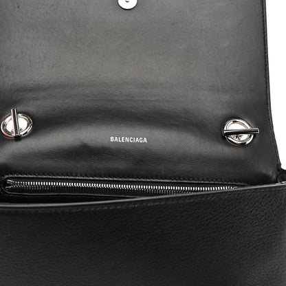 Balenciaga Pebbled Calfskin Logo Everyday Flap Chain Wallet Black 11 of 14