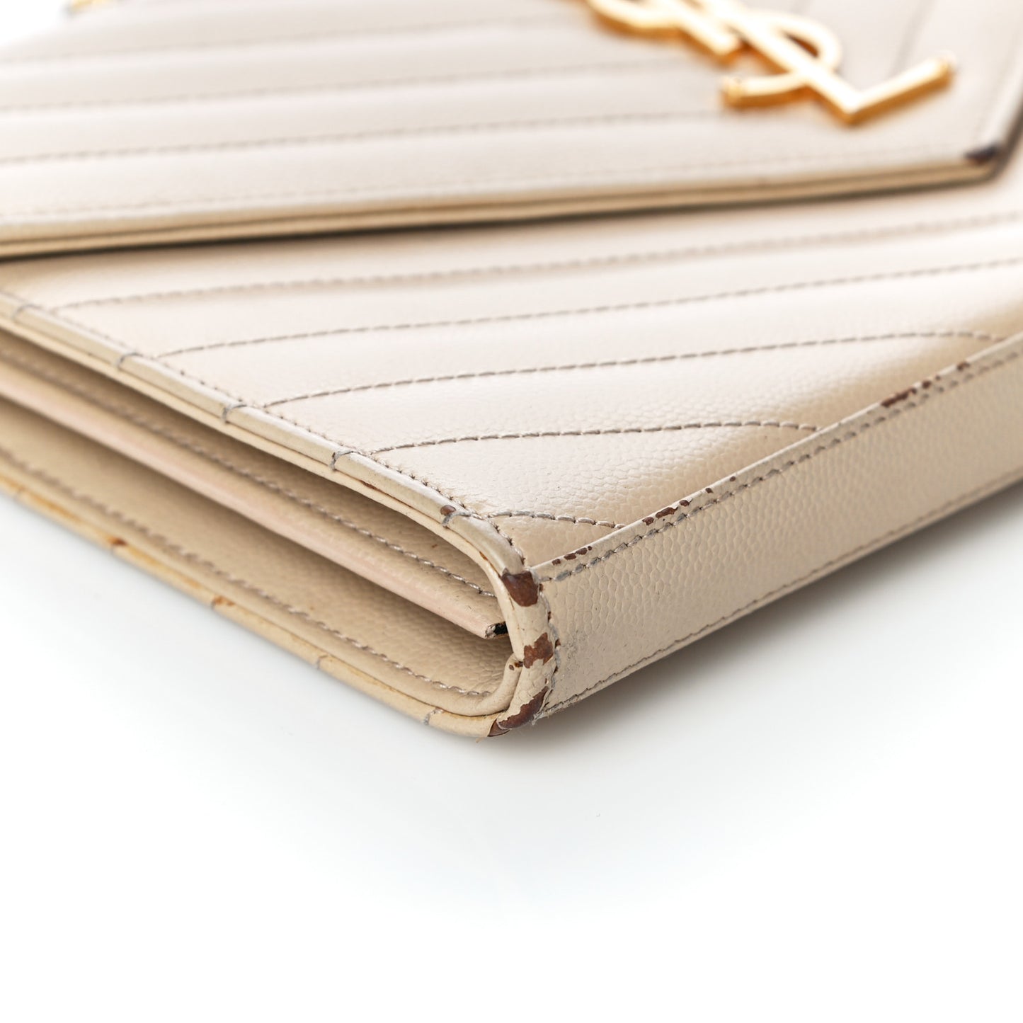 Grain De Poudre Matelasse Chevron Monogram Chain Wallet Dark Latte