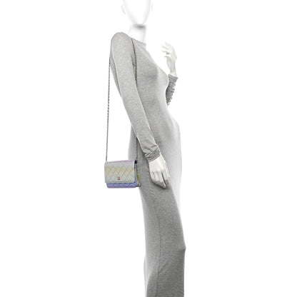 Chanel Gradient Metallic Calfskin Quilted Wallet On Chain WOC Silver Blue Yellow Purple 3 of 11