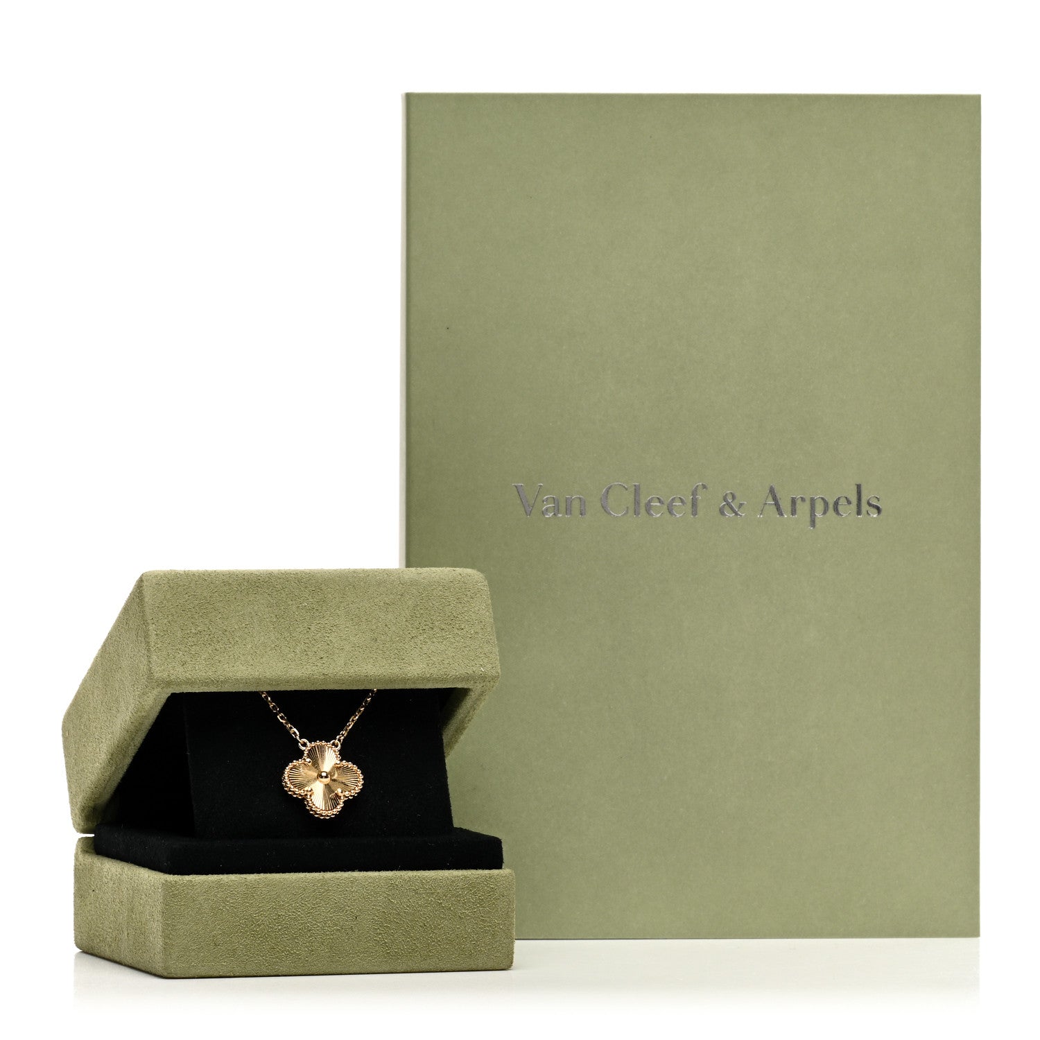 Van Cleef & Arpels 18K Yellow Gold Guilloche Vintage Alhambra Pendant Necklace 6 of 6