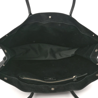 Saint Laurent Raffia Linen Calfskin Rive Gauche Tote Black 5 of 10
