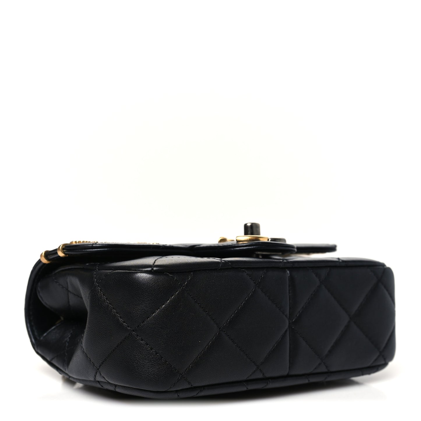 Lambskin Quilted Mini Coco Clips Single Flap Black