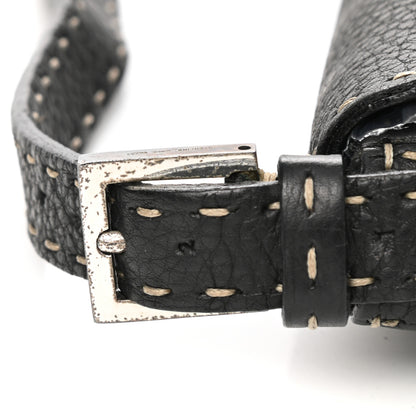 Fendi Calfskin Romano Selleria Baguette Black 12 of 13