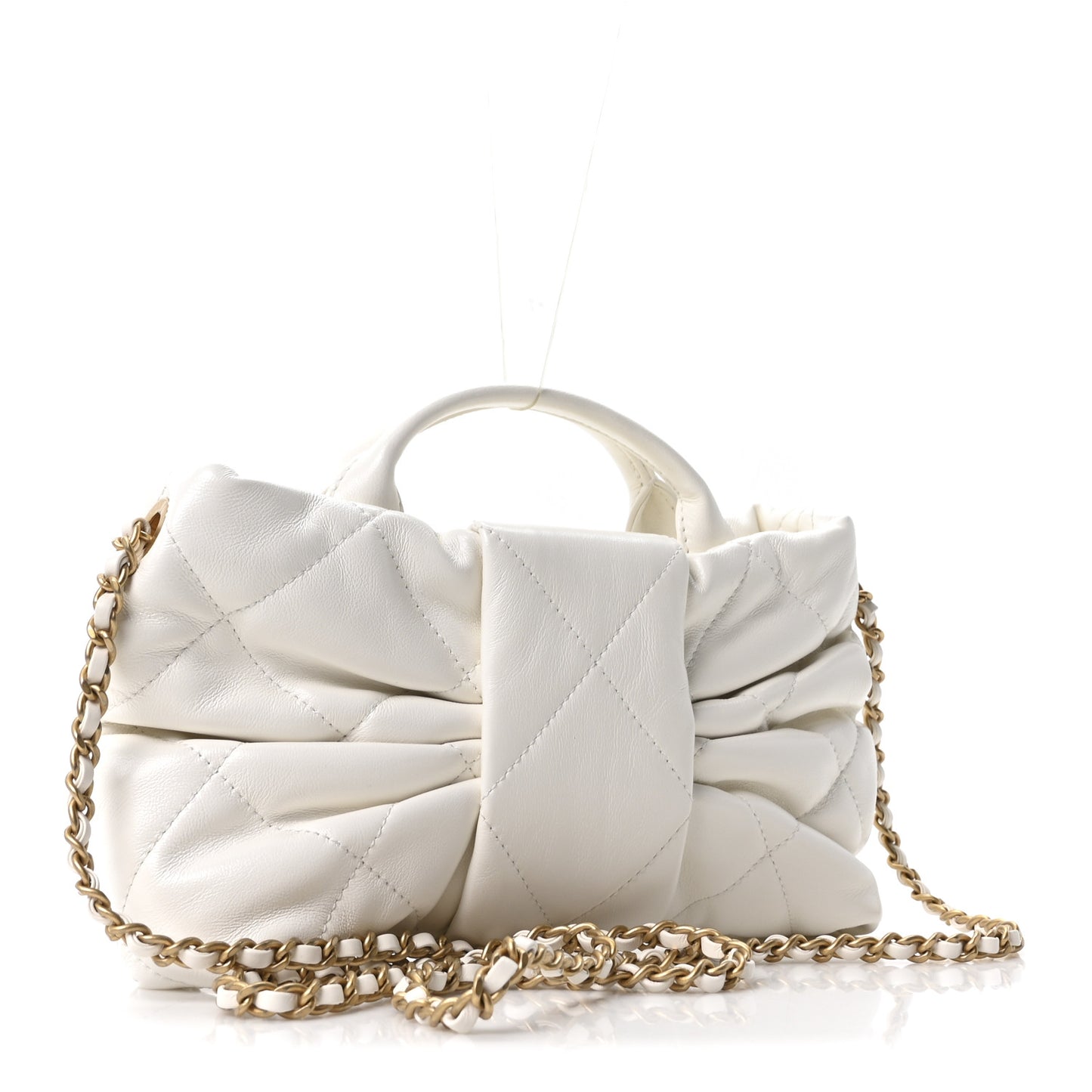 Lambskin Quilted Mini Bow Bag White