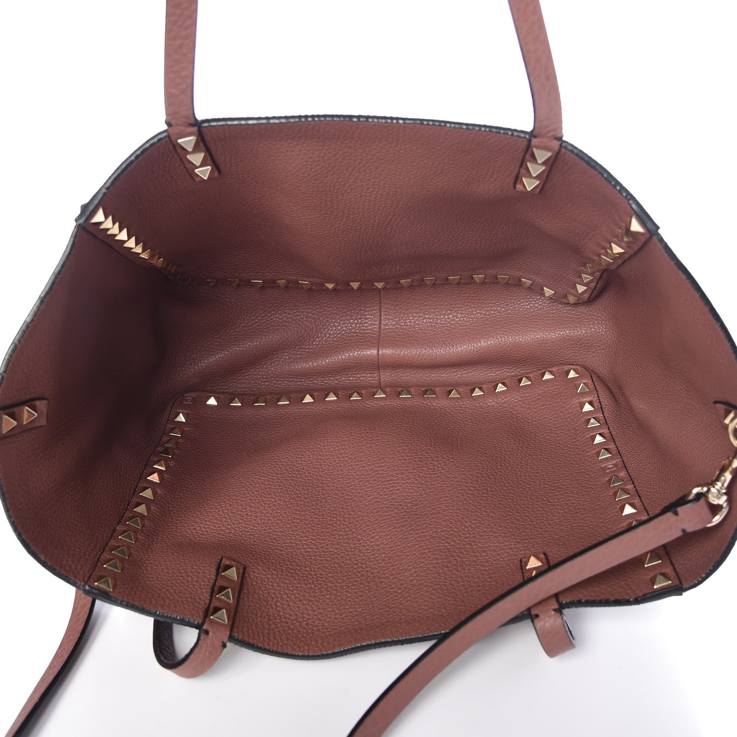 Valentino Garavani Pebbled Calfskin Small Rockstud Reversible Tote Rubin Blush 11 of 14