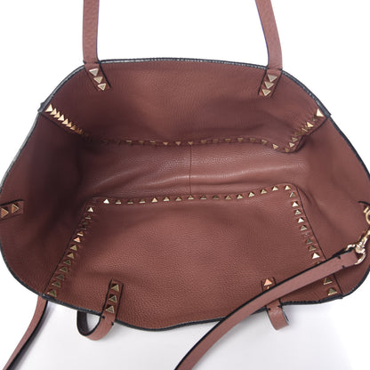 Valentino Garavani Pebbled Calfskin Small Rockstud Reversible Tote Rubin Blush 11 of 14