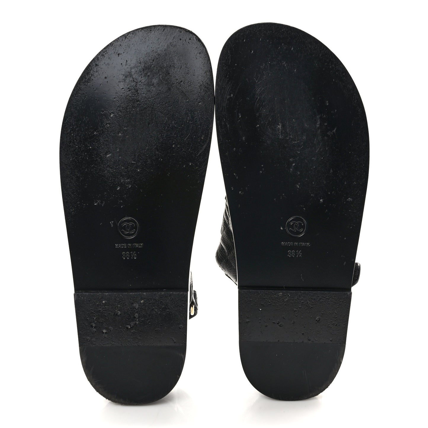 Grained Calfskin Velcro Dad Sandals 38.5 Black