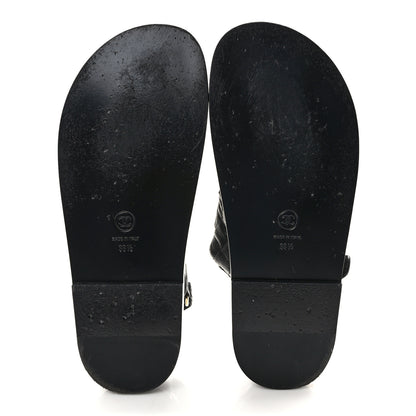Chanel Grained Calfskin Velcro Dad Sandals 38.5 Black 5 of 8