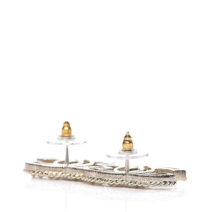 Chanel Pearl Crystal April In Paris CC Earrings Light Gold 3 of 5