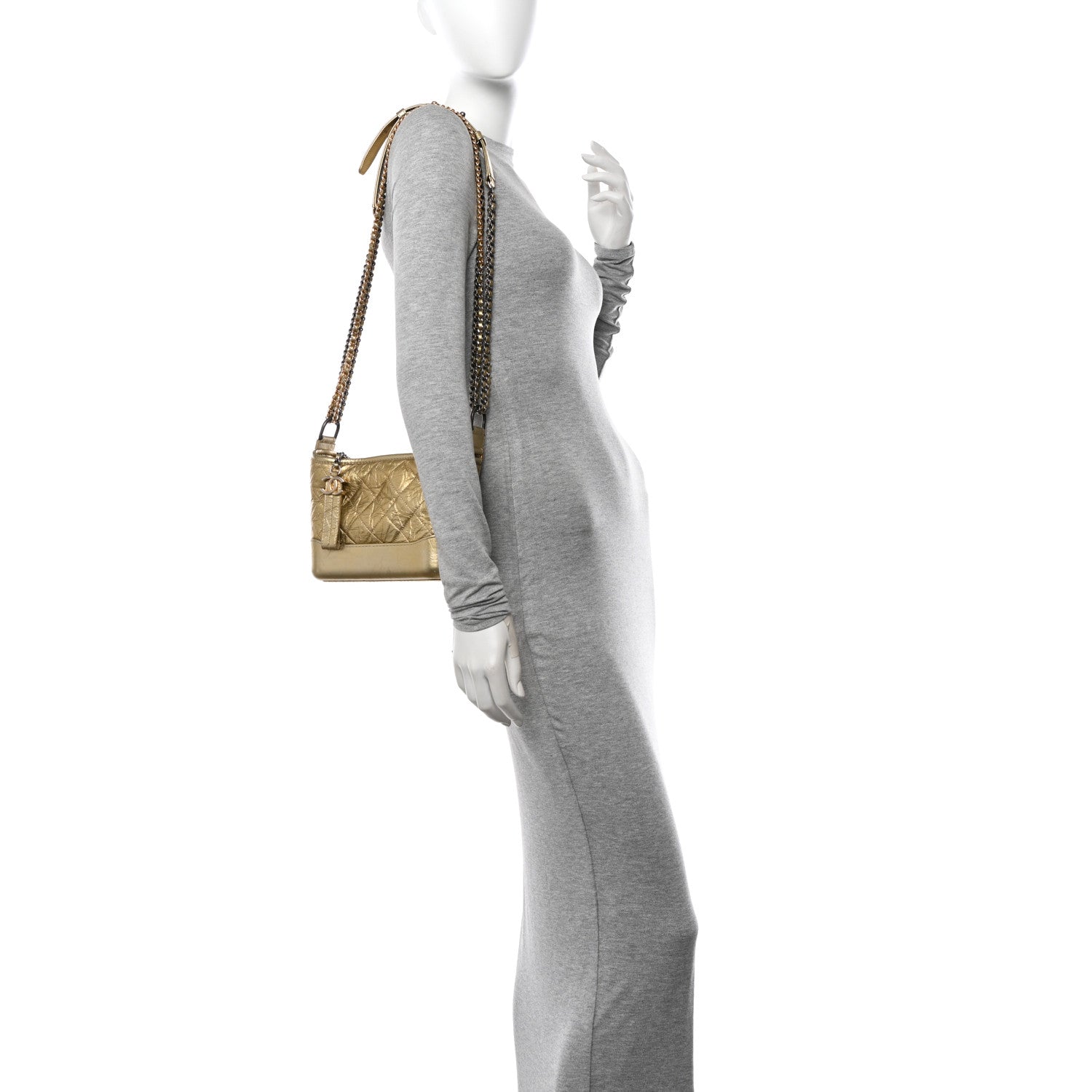 Chanel Metallic Aged Calfskin Quilted Small Gabrielle Hobo Gold 2 of 15