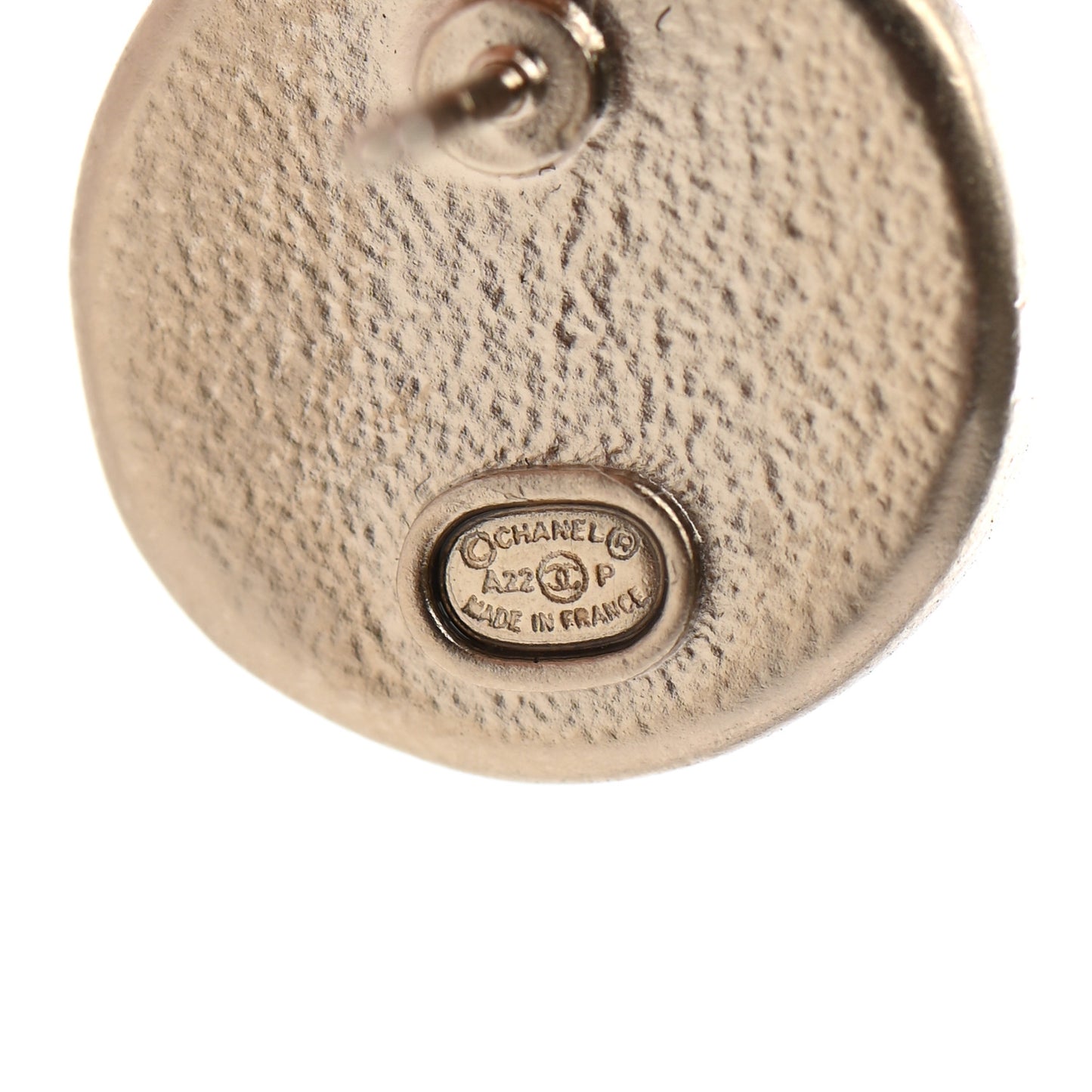 Metal Round CC Earrings Gold