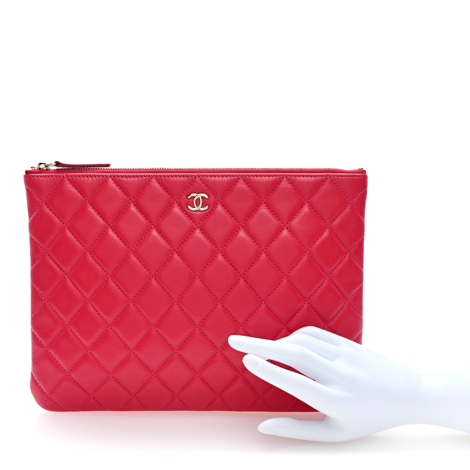 Chanel Lambskin Quilted Medium Cosmetic Case Fuchsia 2 of 8